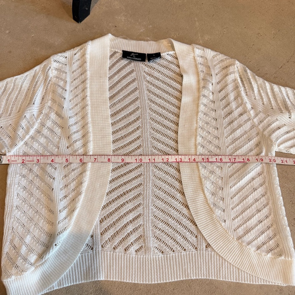 Nina Leonard Cream Open-Front Shrug - Picture 4 of 8